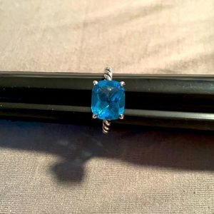 David Yurman Blue Topaz rope ring